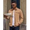 image:imageCOOFANDY Mens Corduroy Shirt Long Sleeve Button Down Casual Shirts JacketKhaki