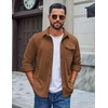image:imageCOOFANDY Mens Corduroy Shirt Long Sleeve Button Down Casual Shirts JacketLight Brown