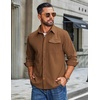 image:imageCOOFANDY Mens Corduroy Shirt Long Sleeve Button Down Casual Shirts JacketLight Brown