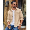 image:imageCOOFANDY Mens Corduroy Shirt Long Sleeve Button Down Casual Shirts JacketLight Khaki