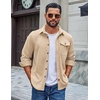 image:imageCOOFANDY Mens Corduroy Shirt Long Sleeve Button Down Casual Shirts JacketLight Khaki