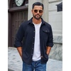 image:imageCOOFANDY Mens Corduroy Shirt Long Sleeve Button Down Casual Shirts JacketNavy Blue