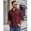 image:imageCOOFANDY Mens Corduroy Shirt Long Sleeve Button Down Casual Shirts JacketVine Red