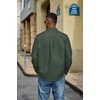 image:imageCOOFANDY Mens Denim Shirt Long Sleeve Button Down Casual Jean Shacket with PocketArmy Green