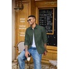 image:imageCOOFANDY Mens Denim Shirt Long Sleeve Button Down Casual Jean Shacket with PocketArmy Green