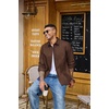 image:imageCOOFANDY Mens Denim Shirt Long Sleeve Button Down Casual Jean Shacket with PocketBrown