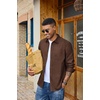 image:imageCOOFANDY Mens Denim Shirt Long Sleeve Button Down Casual Jean Shacket with PocketBrown