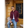 image:imageCOOFANDY Mens Denim Shirt Long Sleeve Button Down Casual Jean Shacket with PocketDark Red