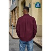 image:imageCOOFANDY Mens Denim Shirt Long Sleeve Button Down Casual Jean Shacket with PocketDark Red