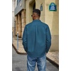 image:imageCOOFANDY Mens Denim Shirt Long Sleeve Button Down Casual Jean Shacket with PocketDemin Blue