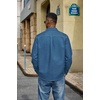 image:imageCOOFANDY Mens Denim Shirt Long Sleeve Button Down Casual Jean Shacket with PocketSlate Blue