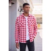 image:imageCOOFANDY Mens Flannel Plaid Shirts Long Sleeve Casual Button Down Shirt with PocketsRed White