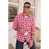 image:imageCOOFANDY Mens Flannel Plaid Shirts Long Sleeve Casual Button Down Shirt with PocketsRed White