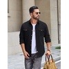 image:imageCOOFANDY Mens Long Sleeve Button Down Lightweight Shirt Jacket with PocketBlack