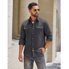 image:imageCOOFANDY Mens Long Sleeve Button Down Lightweight Shirt Jacket with PocketDark Grey
