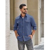 image:imageCOOFANDY Mens Long Sleeve Button Down Lightweight Shirt Jacket with PocketDenim Blue
