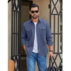 image:imageCOOFANDY Mens Long Sleeve Button Down Lightweight Shirt Jacket with PocketDenim Blue