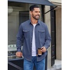 image:imageCOOFANDY Mens Long Sleeve Button Down Lightweight Shirt Jacket with PocketDenim Blue