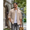 image:imageCOOFANDY Mens Long Sleeve Button Down Lightweight Shirt Jacket with PocketLight Khaki