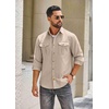 image:imageCOOFANDY Mens Long Sleeve Button Down Lightweight Shirt Jacket with PocketLight Khaki