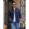 image:imageCOOFANDY Mens Long Sleeve Button Down Lightweight Shirt Jacket with PocketNavy Blue