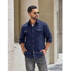 image:imageCOOFANDY Mens Long Sleeve Button Down Lightweight Shirt Jacket with PocketNavy Blue