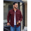 image:imageCOOFANDY Mens Long Sleeve Button Down Lightweight Shirt Jacket with PocketWine Red