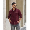 image:imageCOOFANDY Mens Long Sleeve Button Down Lightweight Shirt Jacket with PocketWine Red
