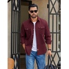 image:imageCOOFANDY Mens Long Sleeve Button Down Lightweight Shirt Jacket with PocketWine Red