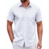 image:imageCOOFANDY Men Button Down Shirt Short Sleeve Casual Shirts Printed Dress Shirt with PocketWhite Arrow