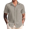image:imageCOOFANDY Mens Casual Short Sleeve Button Down Summer Beach Shirt Lightweight Textured Wrinkle Free Untucked ShirtsQuiet Gray