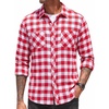 image:imageCOOFANDY Mens Flannel Plaid Shirts Long Sleeve Casual Button Down Shirt with PocketsRed White