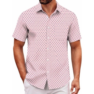 image:imageCOOFANDY Men Button Down Shirt Short Sleeve Casual Shirts Printed Dress Shirt with PocketPink Flower