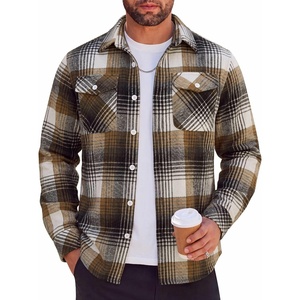 image:imageCOOFANDY Men Flannel Shirt Casual Button Down Shirt Jacket Long Sleeve Plaid Shirts with PocketsBrown Plaid