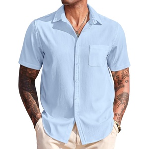 image:imageCOOFANDY Mens Casual Short Sleeve Button Down Summer Beach Shirt Lightweight Textured Wrinkle Free Untucked ShirtsAngel Falls