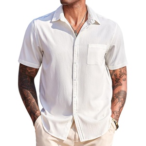 image:imageCOOFANDY Mens Casual Short Sleeve Button Down Summer Beach Shirt Lightweight Textured Wrinkle Free Untucked ShirtsWhite