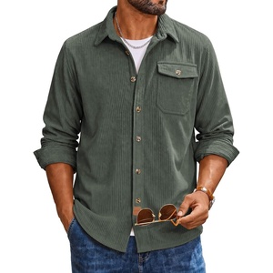 image:imageCOOFANDY Mens Corduroy Shirt Long Sleeve Button Down Casual Shirts JacketArmy Green