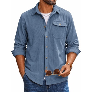 image:imageCOOFANDY Mens Corduroy Shirt Long Sleeve Button Down Casual Shirts JacketDenim Blue
