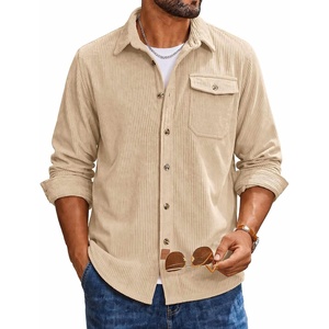 image:imageCOOFANDY Mens Corduroy Shirt Long Sleeve Button Down Casual Shirts JacketLight Khaki