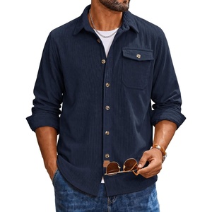 image:imageCOOFANDY Mens Corduroy Shirt Long Sleeve Button Down Casual Shirts JacketNavy Blue