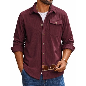 image:imageCOOFANDY Mens Corduroy Shirt Long Sleeve Button Down Casual Shirts JacketVine Red
