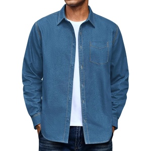image:imageCOOFANDY Mens Denim Shirt Long Sleeve Button Down Casual Jean Shacket with PocketSlate Blue