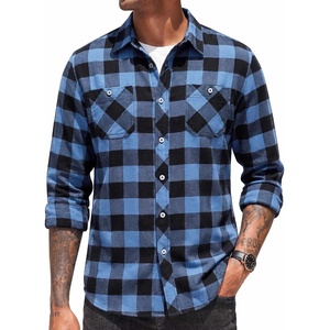 image:imageCOOFANDY Mens Flannel Plaid Shirts Long Sleeve Casual Button Down Shirt with PocketsLight Blue