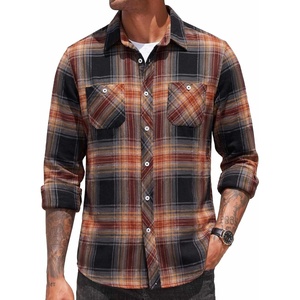 image:imageCOOFANDY Mens Flannel Plaid Shirts Long Sleeve Casual Button Down Shirt with PocketsOrange Black Plaid