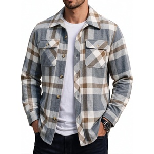 image:imageCOOFANDY Mens Flannel Shirts Plaid Jacket Casual Button Down ShirtKhaki Grey