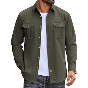 image:imageCOOFANDY Mens Long Sleeve Button Down Lightweight Shirt Jacket with PocketArmy Green