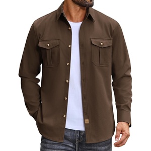 image:imageCOOFANDY Mens Long Sleeve Button Down Lightweight Shirt Jacket with PocketBrown