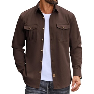image:imageCOOFANDY Mens Long Sleeve Button Down Lightweight Shirt Jacket with PocketCoffee