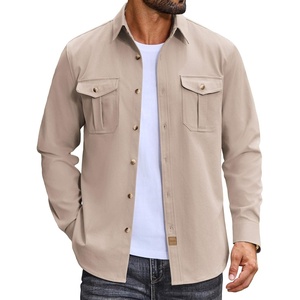 image:imageCOOFANDY Mens Long Sleeve Button Down Lightweight Shirt Jacket with PocketLight Khaki