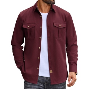 image:imageCOOFANDY Mens Long Sleeve Button Down Lightweight Shirt Jacket with PocketWine Red